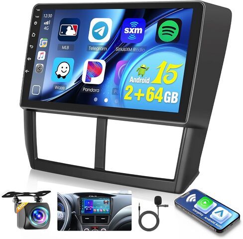 2G+32G لراديو Subaru Forester Impreza WRX 2008-2012، ستيريو سيارة 9 بوصة Android 13 مع Apple Carplay Android Auto Mirror Link، GPS Navi، WiFi، Bluetooth، FM، RDS، HiFi، Mic، كاميرا احتياطية in Kuwait