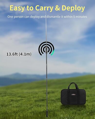 JPC-12 Portable HF Antenna,Suitable for Amateur Radio, WOOKLEA 7MHz-50MHz Full Band HF Vertical Antenna, 40m-6m 8 Bands, with Sliding Adjuster, Suitable for Outdoor Use (4.1 Meters) in Saudi Arabia
