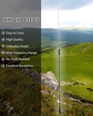JPC-12 Portable HF Antenna,Suitable for Amateur Radio, WOOKLEA 7MHz-50MHz Full Band HF Vertical Antenna, 40m-6m 8 Bands, with Sliding Adjuster, Suitable for Outdoor Use (4.1 Meters) in Saudi Arabia