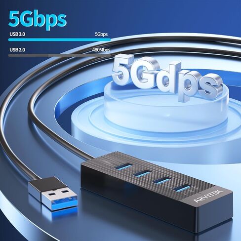 10Ft 4-Port USB 3.0 Hub for Desktop, USB Extender Hub 5Gbps, USB Multiport Adapter, USB Splitter w/Long Cable for Desktop, PC, Flash Drive, Mobile HDD (10Ft/3m) in Saudi Arabia