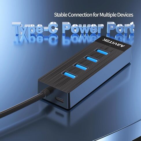10Ft 4-Port USB 3.0 Hub for Desktop, USB Extender Hub 5Gbps, USB Multiport Adapter, USB Splitter w/Long Cable for Desktop, PC, Flash Drive, Mobile HDD (10Ft/3m) in Saudi Arabia