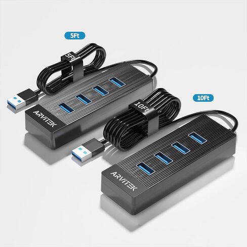 10Ft 4-Port USB 3.0 Hub for Desktop, USB Extender Hub 5Gbps, USB Multiport Adapter, USB Splitter w/Long Cable for Desktop, PC, Flash Drive, Mobile HDD (10Ft/3m) in Saudi Arabia