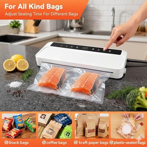 Food Vacuum Sealer Machine for Food, 8-in-1 Dry/Wet/Oil Modes Food Sealer Fit All Kind Bags with Water Tank & Digital Timer, Food Sealing Machine with Cutter & Starter Kit & 20 Vacuum Bags in Saudi Arabia