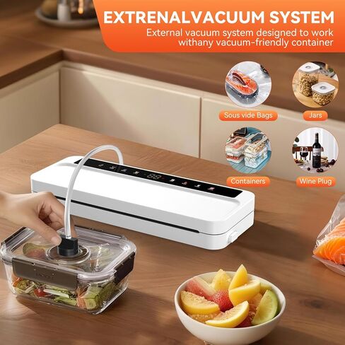 Food Vacuum Sealer Machine for Food, 8-in-1 Dry/Wet/Oil Modes Food Sealer Fit All Kind Bags with Water Tank & Digital Timer, Food Sealing Machine with Cutter & Starter Kit & 20 Vacuum Bags in Saudi Arabia