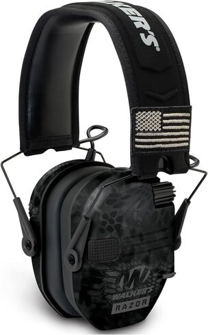 مجموعة ميكروفون Walker's Razor Patriot Series Hi-Gain متعدد الاتجاهات ونطاق قابل للتعديل لإطلاق النار والصيد وحماية السمع من أغطية الأذن الإلكترونية (Kryptek Camo) مع نظارات واقية (عبوتان) in Saudi Arabia