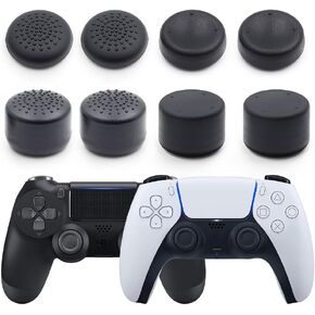Black Premium Thumb Grips - 8PCS Enhanced Grip Caps for Controllers, Non-Slip Joystick Covers for Switch Pro, PS-5, PS-4, Improve Gaming Precision & Comfort in Saudi Arabia