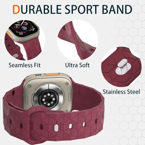 حزام ساعة كاجوال رياضي من السيليكون الناعم متوافق مع ساعة Apple 49 مم 46 مم 45 مم 44 مم 42 مم 41 مم 40 مم 38 مم يناسب جميع الموديلات للجنسين in Kuwait