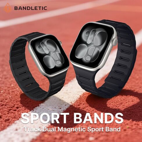 Bandletic Reversible Magnetic Band Compatible with Apple Watch Series 11 10 9 8 7 6 5 4 Ultra 3/2/1 SE for Men, Double Sided Wearable Silicone Strap for iWatch 49mm 46mm 45mm 44mm 42mm 41mm 40mm 38mm in Saudi Arabia