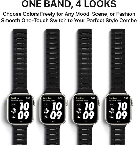 Bandletic Reversible Magnetic Band Compatible with Apple Watch Series 11 10 9 8 7 6 5 4 Ultra 3/2/1 SE for Men, Double Sided Wearable Silicone Strap for iWatch 49mm 46mm 45mm 44mm 42mm 41mm 40mm 38mm in Saudi Arabia