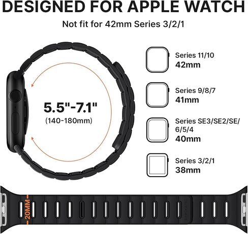 Bandletic Reversible Magnetic Band Compatible with Apple Watch Series 11 10 9 8 7 6 5 4 Ultra 3/2/1 SE for Men, Double Sided Wearable Silicone Strap for iWatch 49mm 46mm 45mm 44mm 42mm 41mm 40mm 38mm in Saudi Arabia