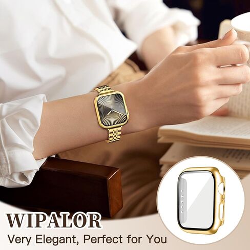 شريط سلسلة معدنية كلاسيكية رفيعة من wipalor يناسب أحزمة ساعة Apple الرفيعة للنساء 44 ملم مع حافظة، أساور iWatch من الفولاذ المقاوم للصدأ مصممة خصيصًا لسلسلة ساعات iPhone 6 5 4 SE-Starlight in Kuwait