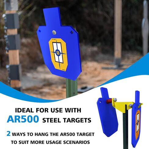 Atflbox Made of AR500 Steel Gong Hook and RecoilSpring Combo, T Post Target Hanger for AR500 Targets, Torso Silhouette Targets Conversion Adapter for Outdooor Shooting Practice in Saudi Arabia
