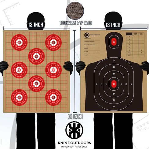 KNINE OUTDOORS Cardboard Target for Shooting Paper Shooting Targets Silhouette Targets for Shooting 13" X 16", Torso Paper Targets, Double-Sided, ISPC/USPSA/IDPA in Saudi Arabia