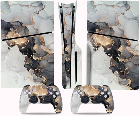 Skin Sticker for PS5 Slim Disc Edition, Protective Cover Wrap Vinyl Decal for Game Console and Wireless Controller (Grey) in Kuwait