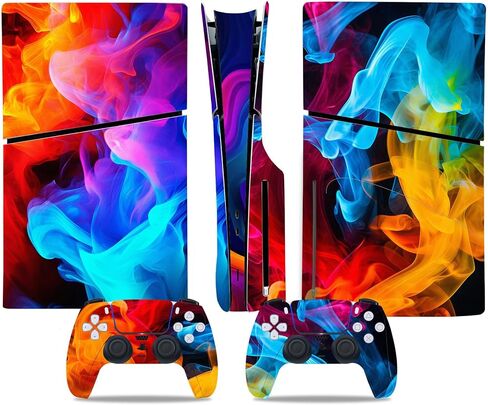 Skin Sticker for PS5 Slim Disc Edition, Protective Cover Wrap Vinyl Decal for Game Console and Wireless Controller (Grey) in Kuwait