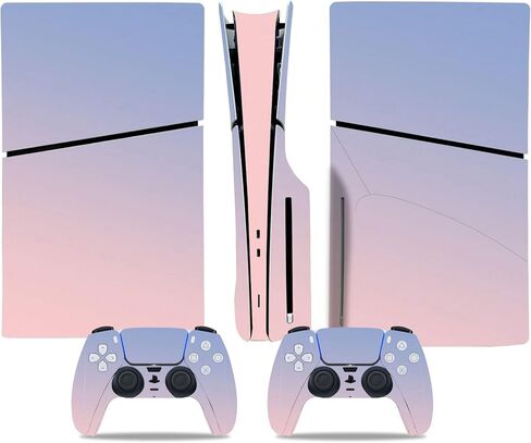 Skin Sticker for PS5 Slim Disc Edition, Protective Cover Wrap Vinyl Decal for Game Console and Wireless Controller (Grey) in Kuwait