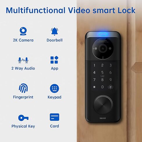 Video Smart Lock with Camera & Doorbell, 6-in-1 Keyless Entry Door Lock with Fingerprint, IP65 Waterproof, App Remote, Built-in WiFi Smart Deadbolt for Front Door (6-in-1 Intelligent Door Lock) in Saudi Arabia
