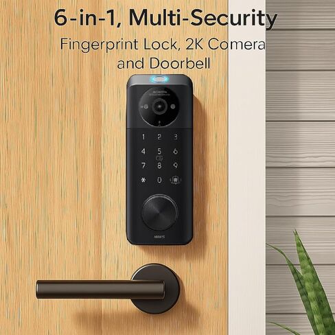 Video Smart Lock with Camera & Doorbell, 6-in-1 Keyless Entry Door Lock with Fingerprint, IP65 Waterproof, App Remote, Built-in WiFi Smart Deadbolt for Front Door (6-in-1 Intelligent Door Lock) in Saudi Arabia