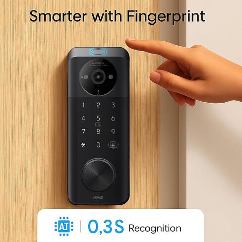 Video Smart Lock with Camera & Doorbell, 6-in-1 Keyless Entry Door Lock with Fingerprint, IP65 Waterproof, App Remote, Built-in WiFi Smart Deadbolt for Front Door (6-in-1 Intelligent Door Lock) in Saudi Arabia