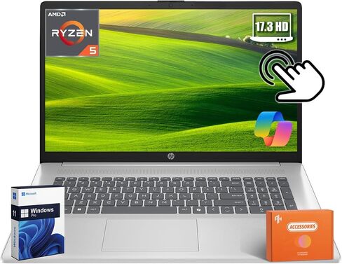 كمبيوتر محمول HP Flagship 17 بوصة تعمل باللمس 2025، AMD Ryzen 5 7430U (حتى 4.3 جيجا هرتز)، شاشة لمس مضادة للتوهج 17.3 بوصة، ذاكرة الوصول العشوائي 32 جيجابايت، 1 تيرابايت SSD، بلوتوث 5.4، Copilot AI، شحن سريع، Windows 11 Pro in Saudi Arabia