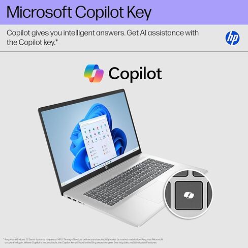 كمبيوتر محمول HP 17 Business، كمبيوتر محمول عالي الدقة مقاس 17.3 بوصة، MS Office 2024 مدى الحياة، Copilot AI، وحدة معالجة مركزية Intel i3 ثمانية النواة، ذاكرة وصول عشوائي 16 جيجابايت، تخزين 1 تيرابايت (500 جيجابايت SSD + 500 جيجابايت تحويلة)، Wi-Fi 6، Hub in Kuwait