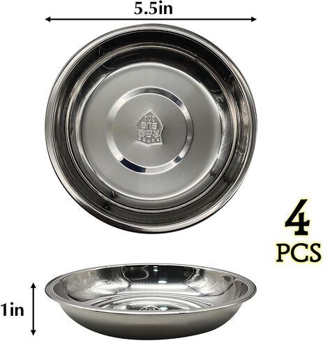 10PCS Stainless Steel Cat Bowls, 5.5" Dia Shallow Cats Water Food Dish Replacement Whisker Fatigue Relief Plate Stackable Metal Pet Feeding Bowl Basic Bulk for Puppy Dogs Elevated Stand in Saudi Arabia
