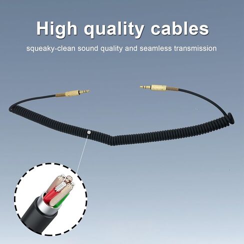 كابل صوت بديل متوافق مع سماعات Marshall Action II Stanmore II Stockwell Woburn II اللاسلكية 3.5 مم ذكر إلى ذكر سلك جاك ستيريو 2 قدم (أسود) in Kuwait