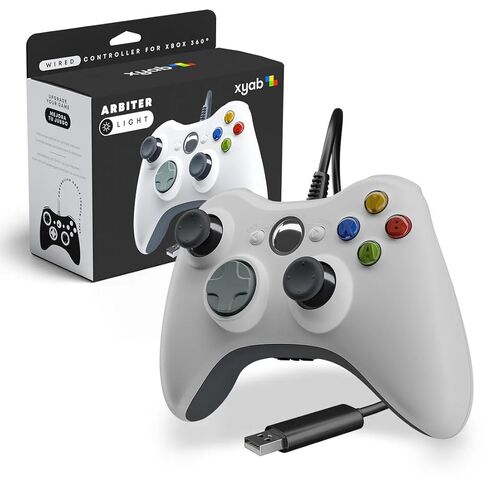 وحدة تحكم سلكية XYAB لـ X - Box 360 - لوحة عصا تحكم USB للوحة الألعاب مع اهتزاز مزدوج - متوافقة مع وحدة تحكم X-Box 360 ونوافذ الكمبيوتر الشخصي - وحدة تحكم ألعاب بيضاء مريحة in Kuwait