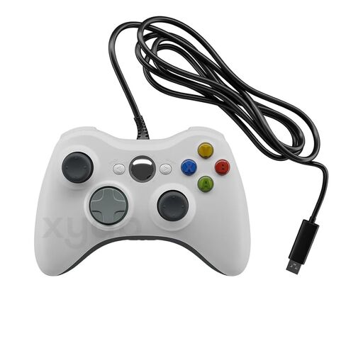 وحدة تحكم سلكية XYAB لـ X - Box 360 - لوحة عصا تحكم USB للوحة الألعاب مع اهتزاز مزدوج - متوافقة مع وحدة تحكم X-Box 360 ونوافذ الكمبيوتر الشخصي - وحدة تحكم ألعاب بيضاء مريحة in Kuwait