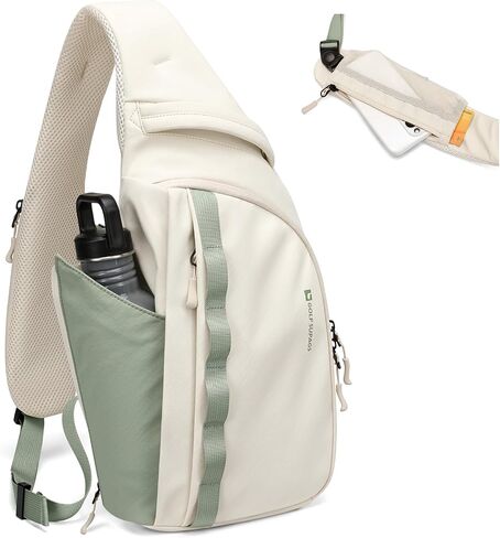 حقيبة GOLF SUPAGS Sling Crossbody للرجال والنساء حقيبة كتف تكتيكية مضادة للسرقة وحقائب صدر متقاطعة للسفر والمشي لمسافات طويلة وصالة الألعاب الرياضية والدراجات النارية (كريمي أبيض وأخضر نعناعي) in Saudi Arabia