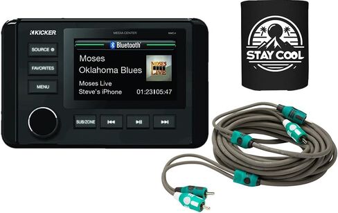 KICKER Receiver and Speakers Package of 2 Items - in-Dash KM Series Digital Media Marine Receiver with RCA Audio Cable - Stereo Kit - 46KMC4 Receiver & 47KMI10 Cable in Saudi Arabia