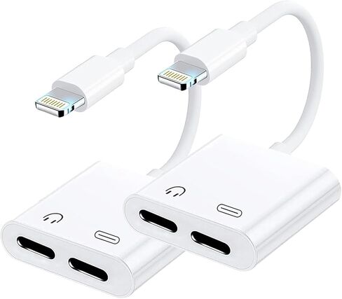 [Apple MFi Certified] 2 Pack iPhone Headphone Adapter, Lightning to 2 Lightning Adapter,Headphone dongle for iPhone 14/13/12/11/XS/XR Support Audio+Charge+Call+Volume in Saudi Arabia