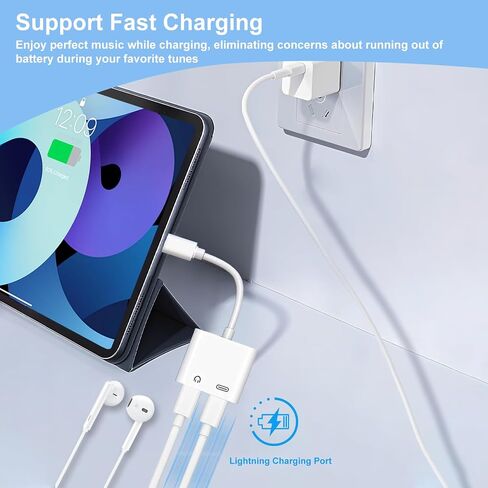 [Apple MFi Certified] 2 Pack iPhone Headphone Adapter, Lightning to 2 Lightning Adapter,Headphone dongle for iPhone 14/13/12/11/XS/XR Support Audio+Charge+Call+Volume in Saudi Arabia