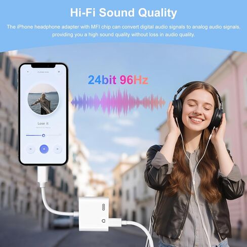 [Apple MFi Certified] 2 Pack iPhone Headphone Adapter, Lightning to 2 Lightning Adapter,Headphone dongle for iPhone 14/13/12/11/XS/XR Support Audio+Charge+Call+Volume in Saudi Arabia