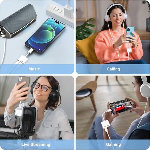 [Apple MFi Certified] 2 Pack iPhone Headphone Adapter, Lightning to 2 Lightning Adapter,Headphone dongle for iPhone 14/13/12/11/XS/XR Support Audio+Charge+Call+Volume in Saudi Arabia