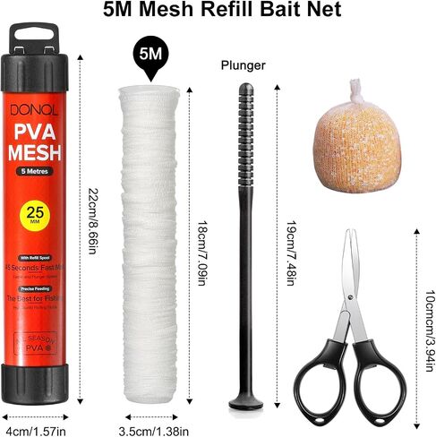 DONQL 5M PVA Mesh Carp Fishing 45" PVA Bags PVA Mesh Bags for Carp Fishing in Kuwait