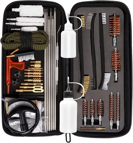 Universal Gun Cleaning Kit, Gun Brushes for Handgun Pistol Shotgun Rifle, Steel Brass Rods Cleaning Rope Brass Jags Accessories with Zipper Case (Available in 22-Piece and 45-Piece Sets) in Kuwait