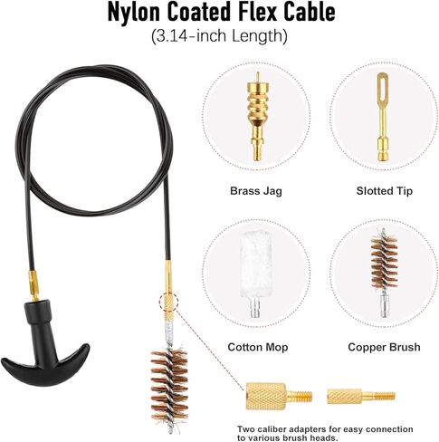 Universal Gun Cleaning Kit, Gun Brushes for Handgun Pistol Shotgun Rifle, Steel Brass Rods Cleaning Rope Brass Jags Accessories with Zipper Case (Available in 22-Piece and 45-Piece Sets) in Kuwait