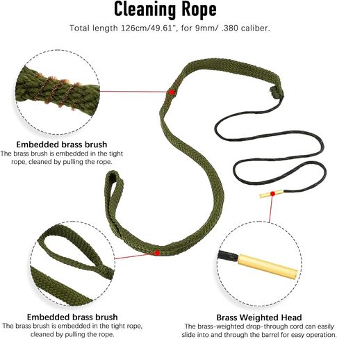 Universal Gun Cleaning Kit, Gun Brushes for Handgun Pistol Shotgun Rifle, Steel Brass Rods Cleaning Rope Brass Jags Accessories with Zipper Case (Available in 22-Piece and 45-Piece Sets) in Kuwait