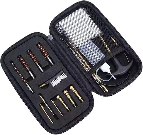 طقم تنظيف المسدس لـ .22Cal، .357Cal، .38Cal، 9MM، .40Cal، .45 محول طقم تنظيف مسدس عيار مع حقيبة محمولة فرشاة تجويف برونزية، فرش نايلون in Kuwait