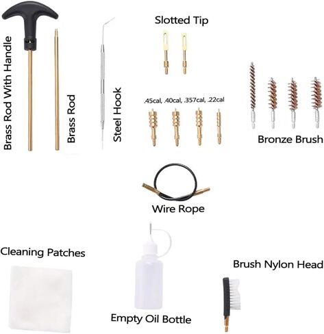 طقم تنظيف المسدس لـ .22Cal، .357Cal، .38Cal، 9MM، .40Cal، .45 محول طقم تنظيف مسدس عيار مع حقيبة محمولة فرشاة تجويف برونزية، فرش نايلون in Kuwait