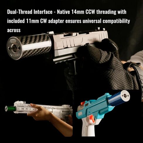 وحدة تتبع T238-Nano Airsoft، جهاز تتبع صغير من ألياف الكربون مع واجهة خيط CCW مقاس 14 مم ومنفذ شحن من النوع C، ومحول CW مقاس 14 مم إلى 11 مم in Kuwait