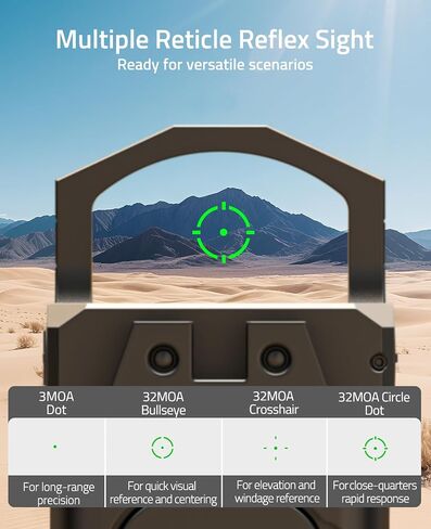 CVLIFE WolfCovert 4-Reticle 2000G نقطة رؤية حمراء/خضراء مقاومة للصدمات لـ RMR، Motion Awake 32 MOA Circle و3 MOA Dot Reflex Sight للمسدس كامل الحجم، نطاق البصريات مع محول لـ MOS و21 مم Picatinny in Saudi Arabia