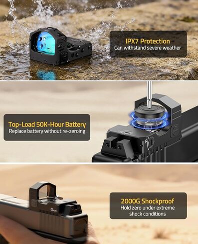 CVLIFE WolfCovert 4-Reticle 2000G نقطة رؤية حمراء/خضراء مقاومة للصدمات لـ RMR، Motion Awake 32 MOA Circle و3 MOA Dot Reflex Sight للمسدس كامل الحجم، نطاق البصريات مع محول لـ MOS و21 مم Picatinny in Saudi Arabia