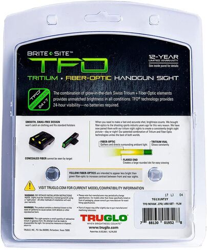 Truglo TFO التريتيوم والألياف الضوئية مسدس البصر | مجموعة رؤية ليلية أمامية وخلفية مدمجة عالية الوضوح، متوافقة مع مسدسات 1911 in Kuwait