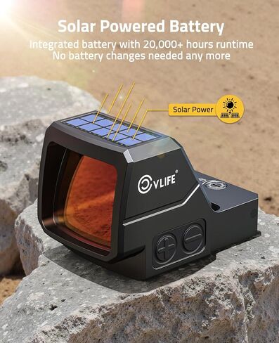 CVLIFE WildHawk Solar Auto Brightness Red Dot Sight for RMR, 2MOA Dot & 40MOA Circle Large Lens Open Reflex Optics, Motion Awake Red Dot Scope with Adapter for MOS & 21mm Picatinny Absolute Co-witness in Saudi Arabia