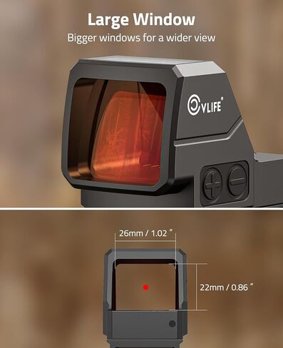 CVLIFE WildHawk Solar Auto Brightness Red Dot Sight for RMR, 2MOA Dot & 40MOA Circle Large Lens Open Reflex Optics, Motion Awake Red Dot Scope with Adapter for MOS & 21mm Picatinny Absolute Co-witness in Saudi Arabia