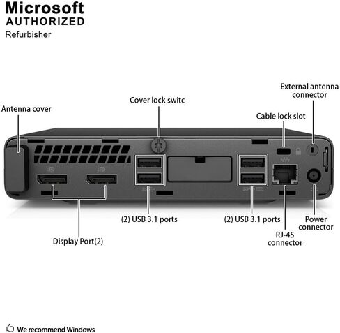 كمبيوتر مكتبي صغير HP ProDesk 600 G4، Intel Core i5-8500T حتى 3.5 جيجاهرتز، ذاكرة وصول عشوائي 8 جيجابايت 256 جيجابايت SSD، نوع C، لوحة مفاتيح وماوس، 2 منفذ عرض، Windows 11 Pro (متجدد) in Saudi Arabia