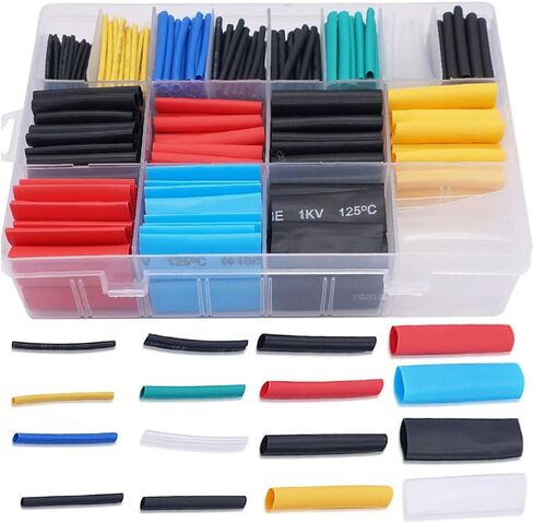580pcs Waterproof Flame Retardant Heat Shrink Tubing Kit - 7 Colors, 11 Sizes, Polyolefin Material, 125℃ Insulation, Ideal for Construction, Home DIY, Electrical Work in Saudi Arabia