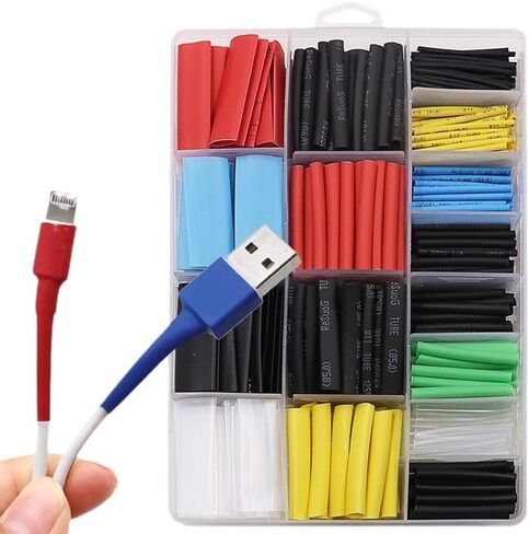 580pcs Waterproof Flame Retardant Heat Shrink Tubing Kit - 7 Colors, 11 Sizes, Polyolefin Material, 125℃ Insulation, Ideal for Construction, Home DIY, Electrical Work in Saudi Arabia